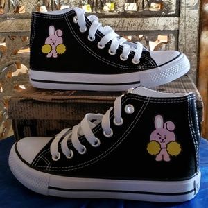 Kpop BTS Black Canvas High Top Sneakers!!!